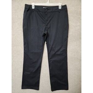 Lee Relaxed Fit Straight Leg Pants Womens 18 Black Wrinkle Free Stretch